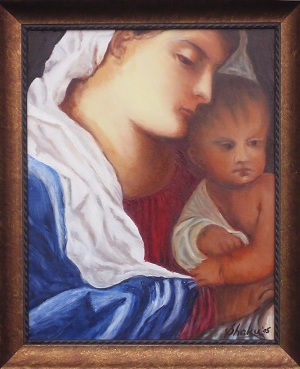 Mother and Child, Oil on Canvas, 20'' by 18''